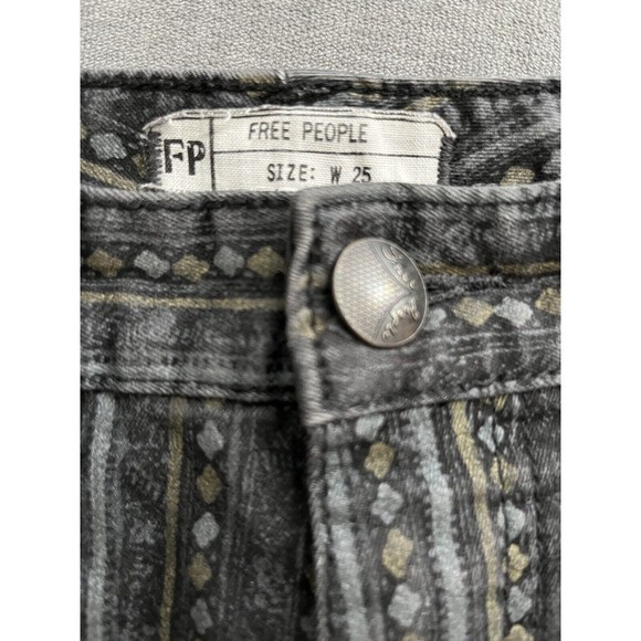 Free People Rotary Geo Stripe Ankle Crop Skinny Jean Black Combo Size 25 - Picture 4 of 4